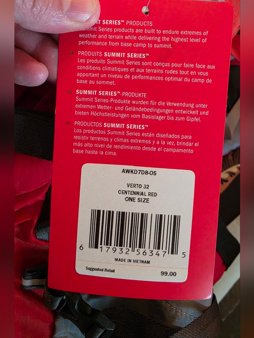 The North Face Verto 32 Centennial Red & Gray Hiking Backpack Pack NWT Light! - Picture 5 of 16